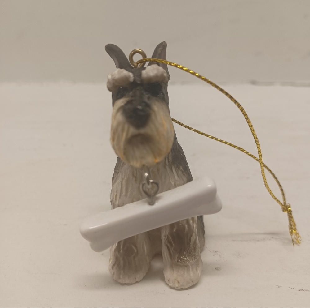 Schnauzer Dog Ornament with Dangling Bone Christmas Tree Decoration - Picture 2 of 9
